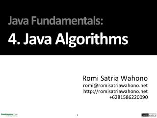 Java Fundamentals : 4. J ava Algorithms