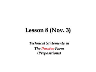 Lesson 8 (Nov. 3)