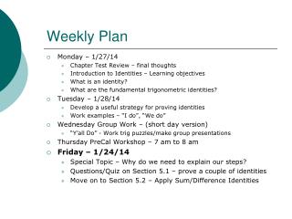 Weekly Plan