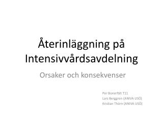 Återinläggning på Intensivvårdsavdelning