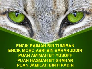 ENCIK PAIMAN BIN TUMIRAN ENCIK MOHD ASRI BIN SAHARUDDIN PUAN AMIMAH BT YUSOFF
