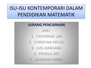 ISU-ISU KONTEMPORARI DALAM PENDIDIKAN MATEMATIK