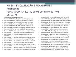 Alterações/Atualizações D.O. U Portaria SSMT n.º 07, de 15 de março de 1983 18/03/83