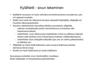 KyläNetti - sivun tekeminen