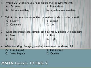 MSITA Lesson 10 FAQ 2