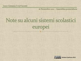 Note su alcuni sistemi scolastici europei