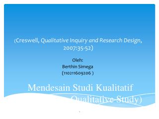 Mend e sain Studi Kualitatif (Designing a Qualitative Study)
