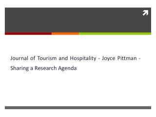 Journal of Tourism and Hospitality - Joyce Pittman - Sharing a Research Agenda