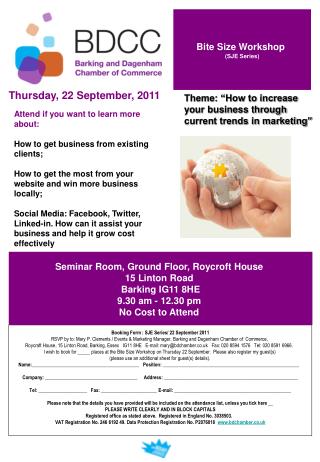 Booking Form : SJE Series/ 22 September 2011