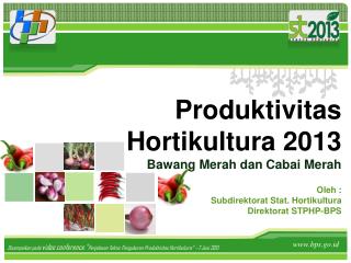 P roduktivitas Hortikultura 2013 Bawang M erah dan Cabai Merah