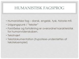 Humanistisk fagsprog