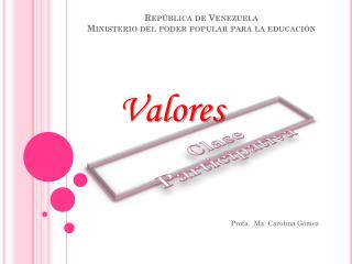 República de Venezuela Ministerio del poder popular para la educación