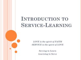 Introduction to Service-Learning