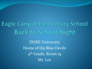 Eagle Canyon Elementary School Back to School Night
