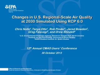 Changes in U.S. Regional-Scale Air Quality at 2030 Simulated Using RCP 6.0