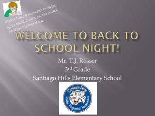 Welcome to Back to School Night!