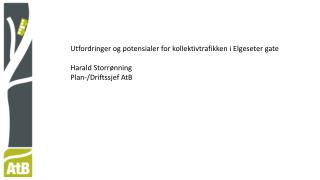 Utfordringer og potensialer for kollektivtrafikken i Elgeseter gate Harald Storrønning