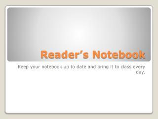 Reader’s Notebook