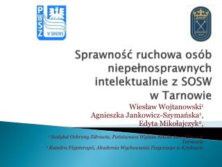 Sprawność ruchowa osób niepełnosprawnych intelektualnie z SOSW w Tarnowie