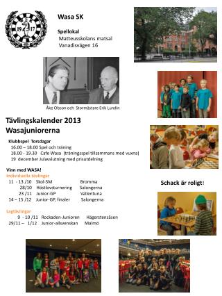Tävlingskalender 2013 Wasajuniorerna
