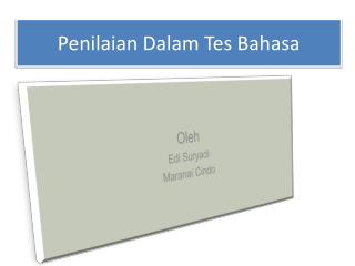 Penilaian Dalam Tes Bahasa