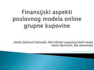 Finansijski aspekti poslovnog modela online grupne kupovine