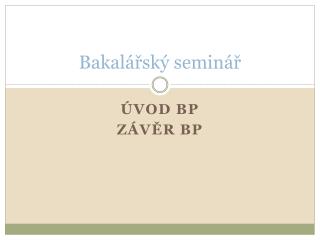 Bakalářský seminář