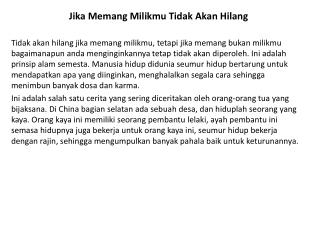 Jika Memang Milikmu Tidak Akan Hilang