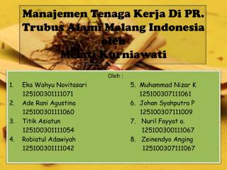 Manajemen Tenaga Kerja Di PR. Trubus Alami Malang Indonesia oleh Melati Kurniawati