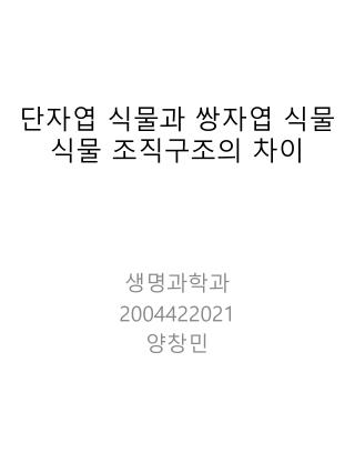 단자엽 식물과 쌍자엽 식물 식물 조직구조의 차이