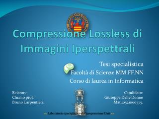 Compressione Lossless di Immagini Iperspettrali