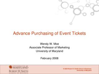 Advance Purchasing of Event Tickets