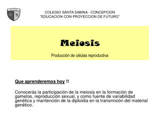 Meiosis Producción de células reproductiva