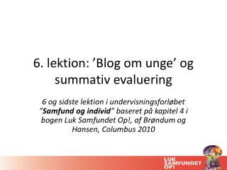 6. lektion: ’Blog om unge’ og summativ evaluering