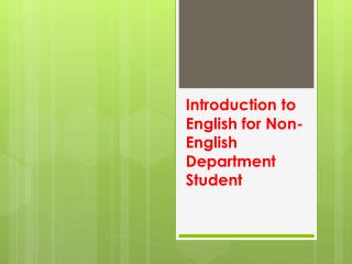 Introduction to English for Non-English Department Student