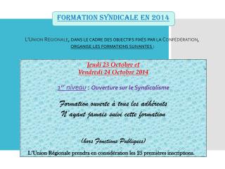 FORMATION SYNDICALE en 2014