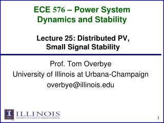 ECE 576 – Power System Dynamics and Stability