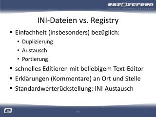 INI-Dateien vs. Registry