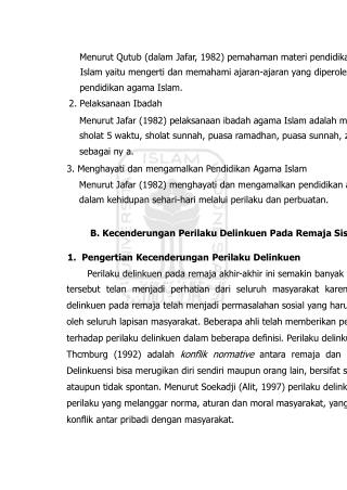 Menurut Qutub (dalam Jafar, 1982) pemahaman materi pendidikan agama