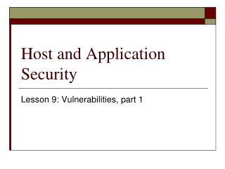 Host and Application Security