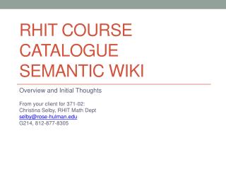 RHIT Course Catalogue Semantic Wiki