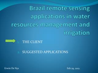 Brazil remote sensing applications in water resources management and irrigation