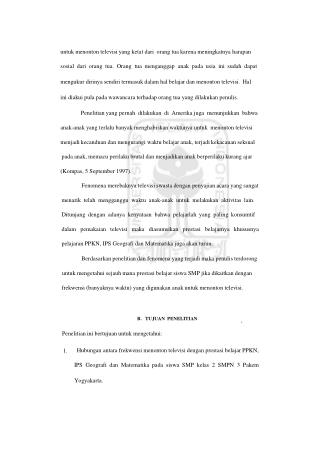 untuk menonton televisi yang ketat dari orang tua karena meningkatnya harapan