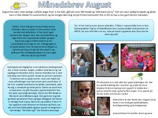 Månedsbrev August