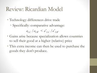 Review: Ricardian Model