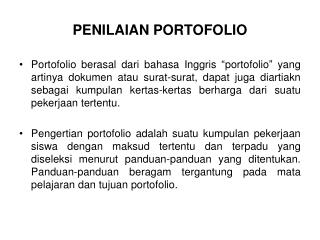 PENILAIAN PORTOFOLIO