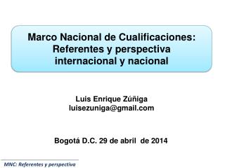 Marco Nacional de Cualificaciones: Referentes y perspectiva internacional y nacional