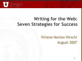 Writing for the Web: Seven Strategies for Success