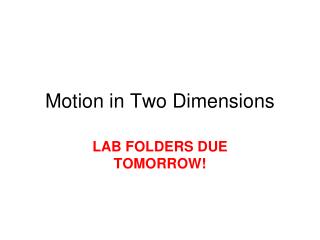 Motion in Two Dimensions