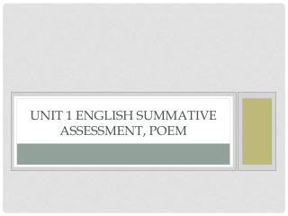 Unit 1 English Summative Assessment, Poem